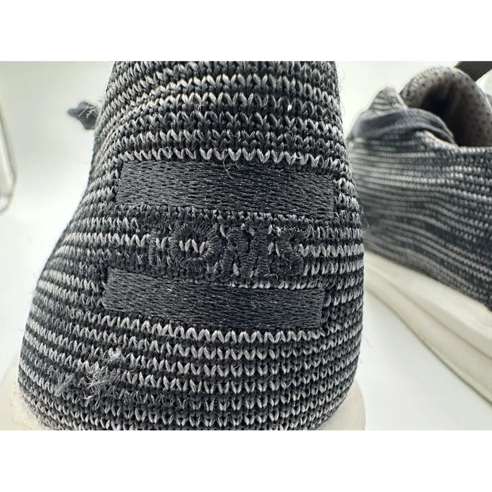 TOMS Del Rey Mens Sneakers Black Grey Space Dye Knit Lace Up Shoes Size 9